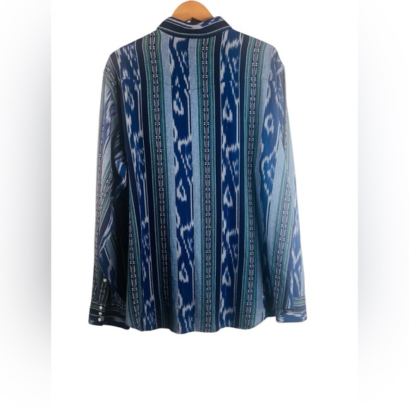 Vintage Polo Ralph Lauren Shirt Mens XXL Aztec Blue Southwest Cowboy Pearl Snap - Picture 2 of 8